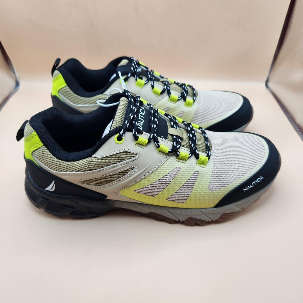 Nautica Mesa Shoes Mens Size 10 Beige Lime Trail Hiker Sneakers CM0598